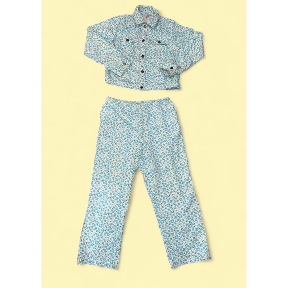 VTG Y2K Nine West Two-Piece Cotton Set Geometric Mod Unique Quirky Retro 12/14